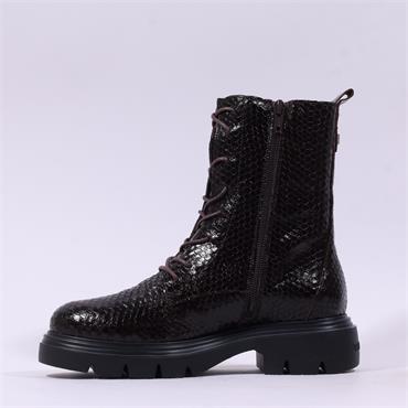 Wonders Bones Lace Military Boot - Brown Snake